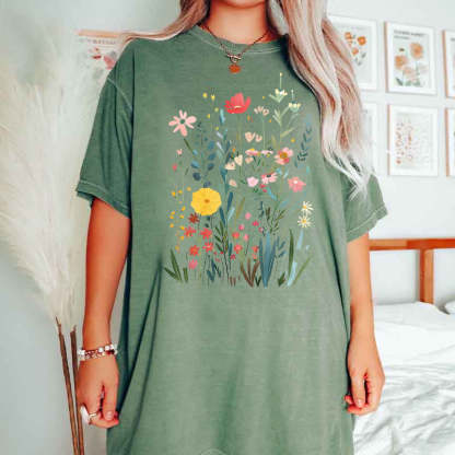 Colorful Wildflower Bouquet T-Shirt-carlalin