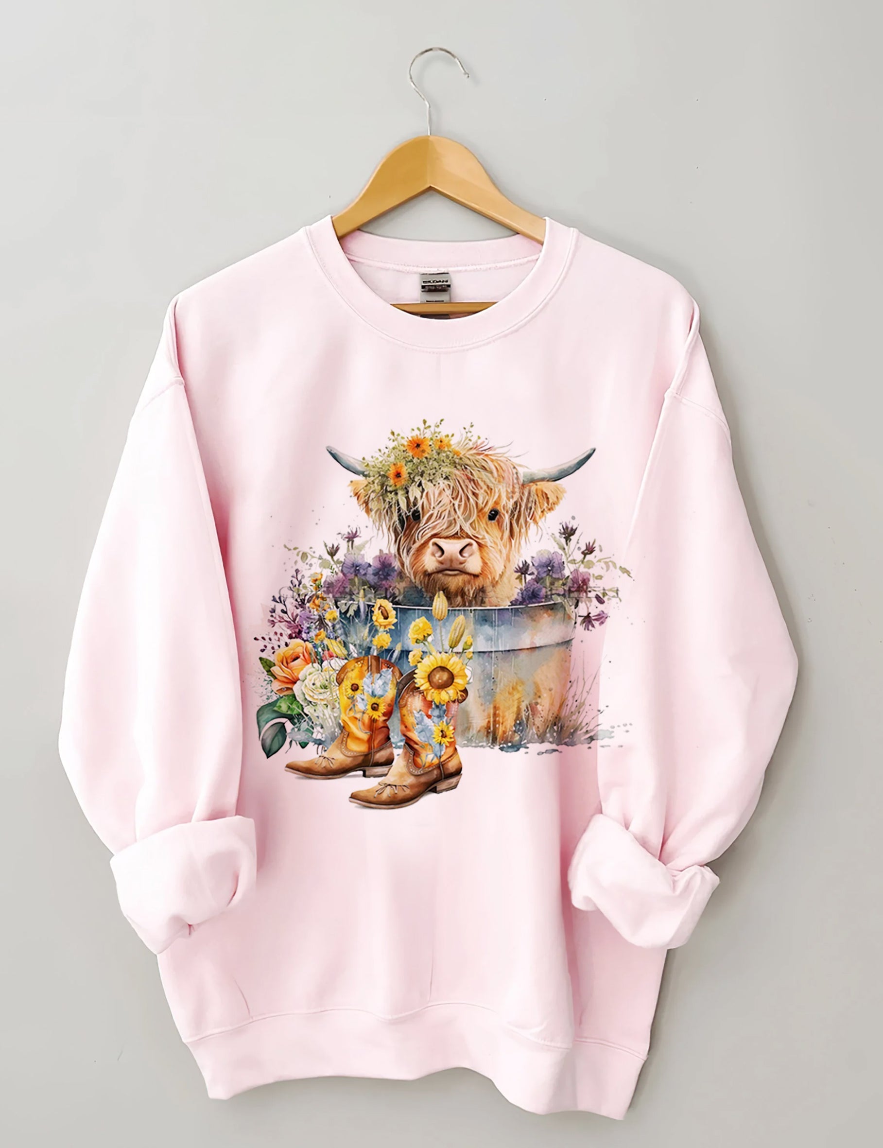 Highland Cow in Metal Tub Sweatshirt-carlalin