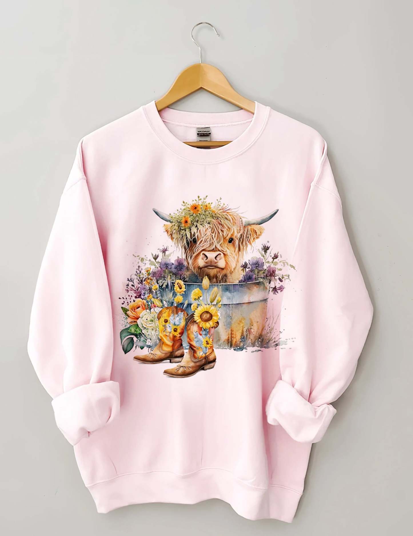 Highland Cow in Metal Tub Sweatshirt-carlalin