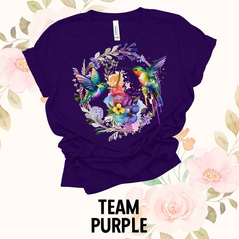Hummingbird Floral Wreath T-Shirt-carlalin
