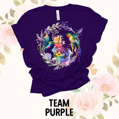 Hummingbird Floral Wreath T-Shirt-carlalin