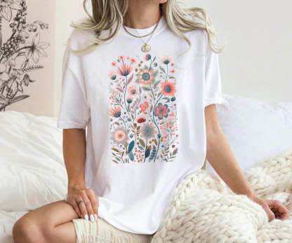 Spring Watercolor Wildflowers Aesthetic Wild Flower Shirt-carlalin