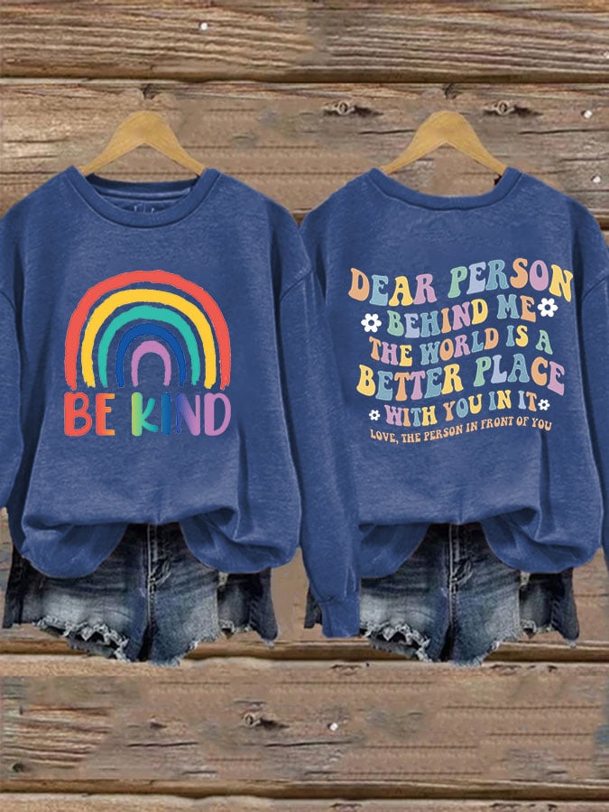 Women'S Casual Be Kind Printed Long Sleeve Sweatshirt-carlalin