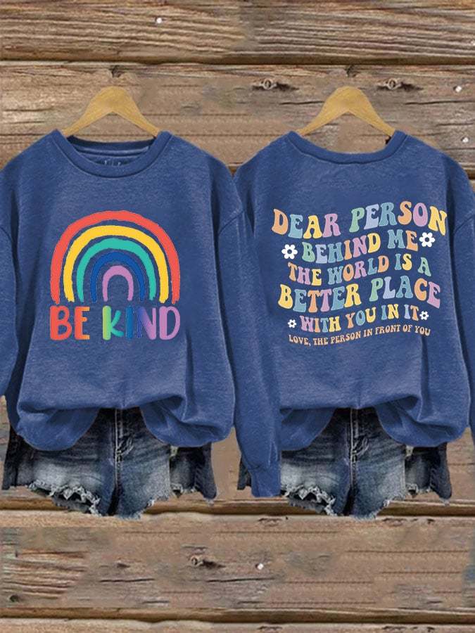 Women'S Casual Be Kind Printed Long Sleeve Sweatshirt-carlalin