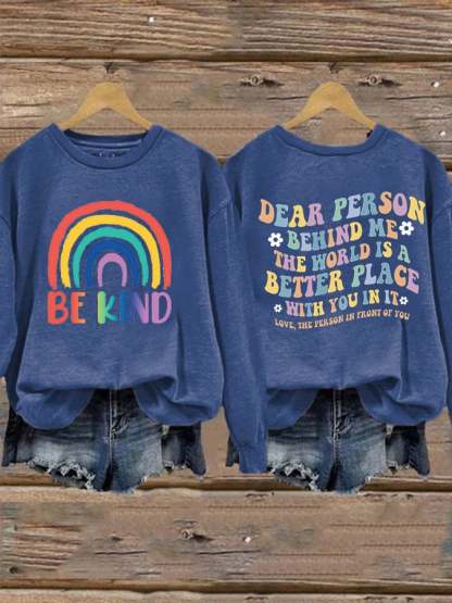 Women'S Casual Be Kind Printed Long Sleeve Sweatshirt-carlalin