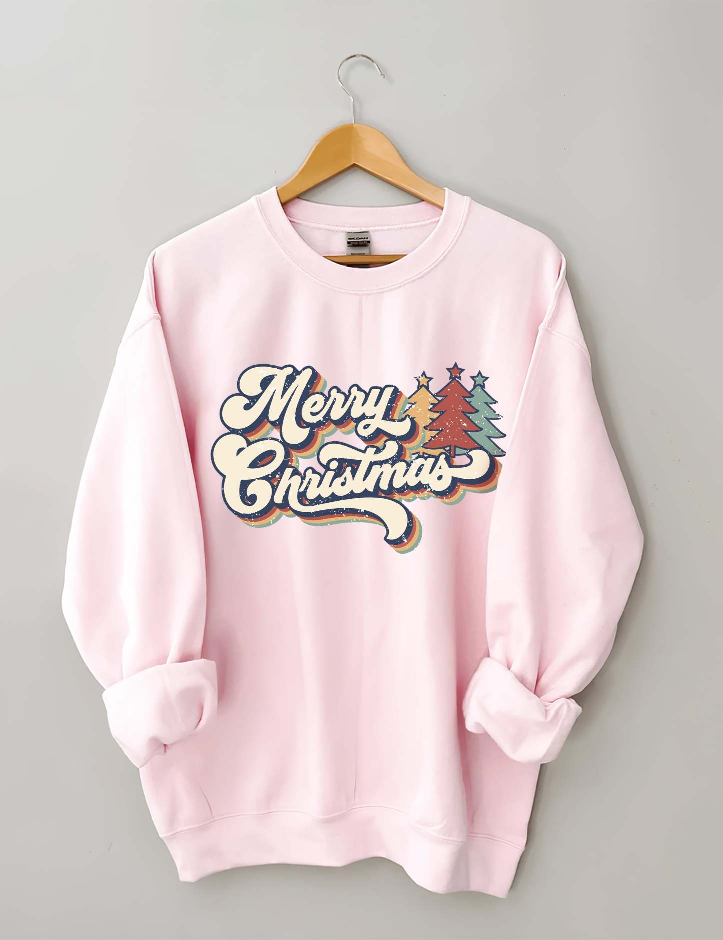 Retro Vintage Merry Christmas Crew Neck Unisex Xmas Sweatshirt-carlalin