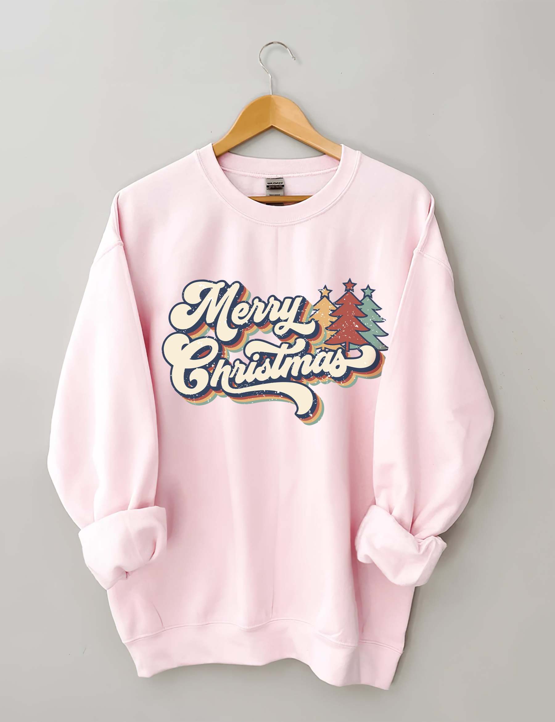 Retro Vintage Merry Christmas Crew Neck Unisex Xmas Sweatshirt-carlalin