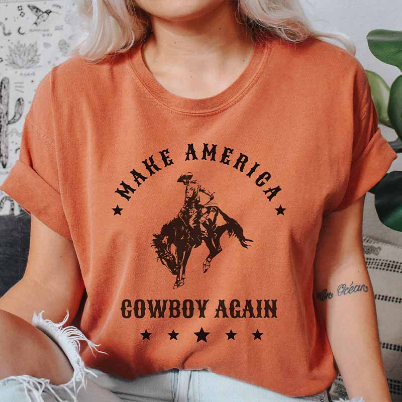 Leopard Print Cow Skull Cowgirl T-Shirt-carlalin