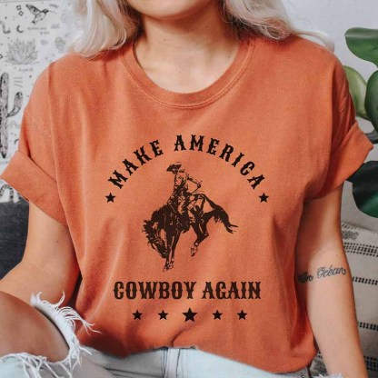 Leopard Print Cow Skull Cowgirl T-Shirt-carlalin