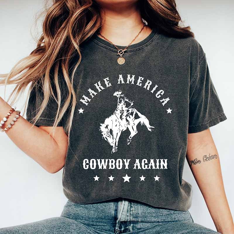 Leopard Print Cow Skull Cowgirl T-Shirt-carlalin