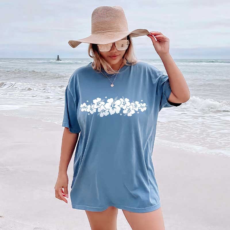 Hibiscus Flower Summer T-Shirt-carlalin