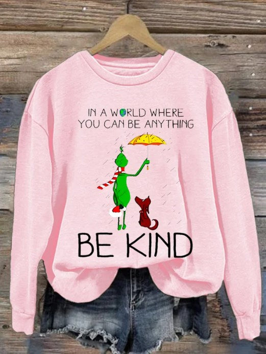 Be Kind Print Casual Sweatshirt-carlalin