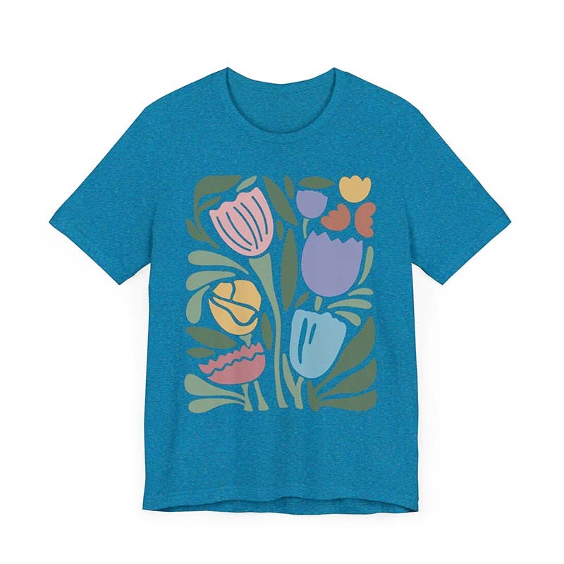 Wavy Tulips Retro Groovy Floral T-Shirt-carlalin