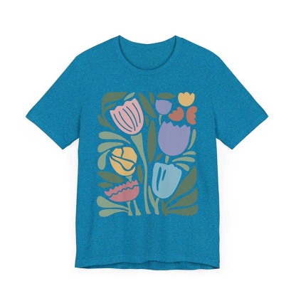 Wavy Tulips Retro Groovy Floral T-Shirt-carlalin