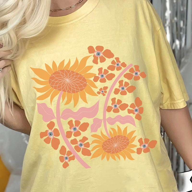 Sunflower Hippie Boho Art T-Shirt-carlalin