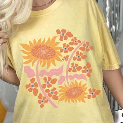 Sunflower Hippie Boho Art T-Shirt-carlalin