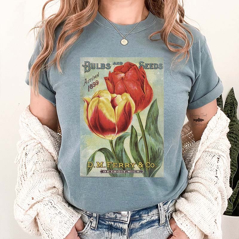 Vintage Seed Packet Flower T-Shirt-carlalin