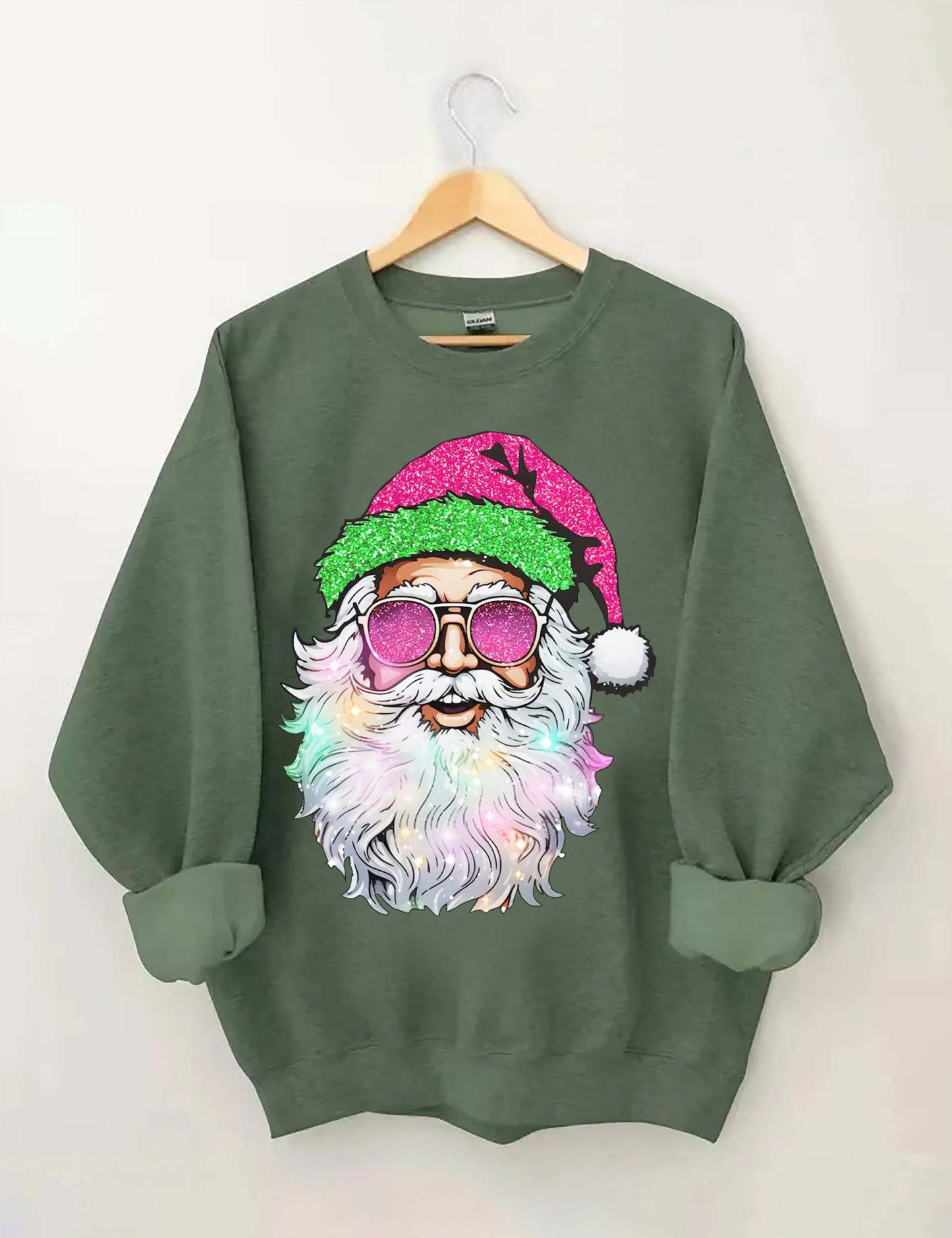 Santa with Sunglasses Sweatshirt-carlalin