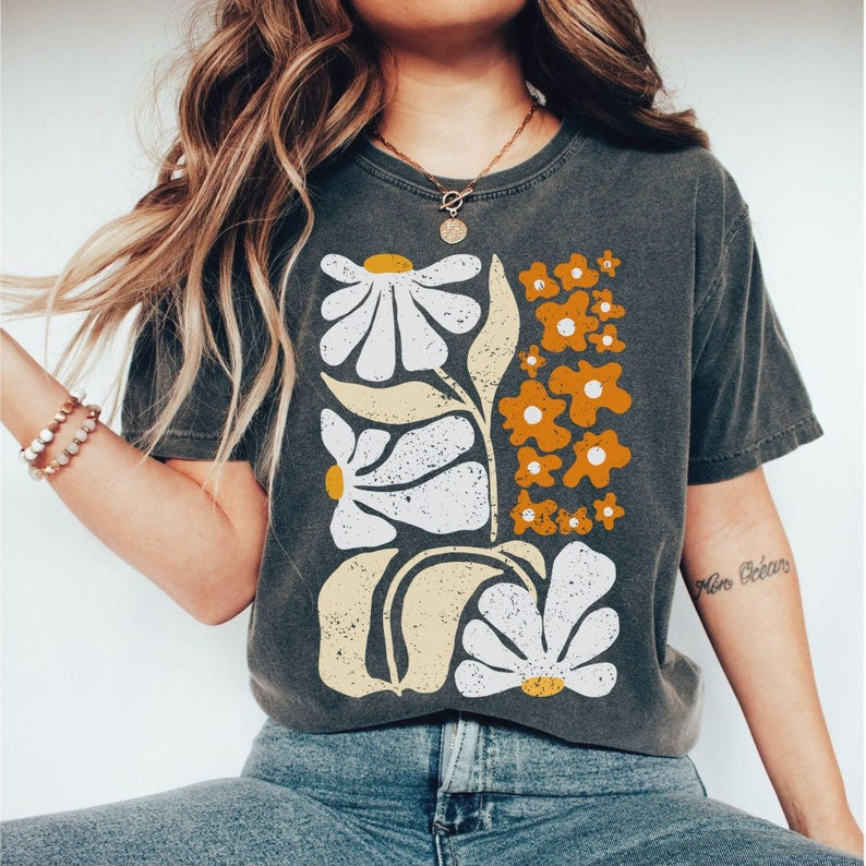 Flowers Tshirt Boho Floral T Shirt-carlalin