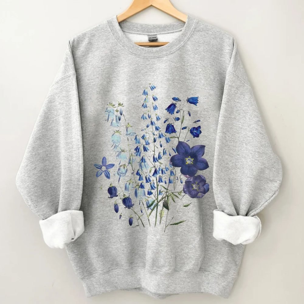 Vintage Pressed Flowers Azure Sweatshirt-carlalin