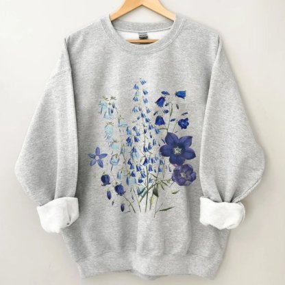 Vintage Pressed Flowers Azure Sweatshirt-carlalin