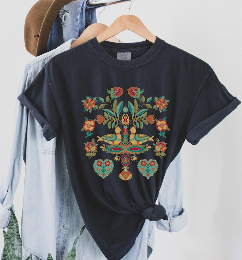 Scandinavian Folk Art Bird Shirt-carlalin