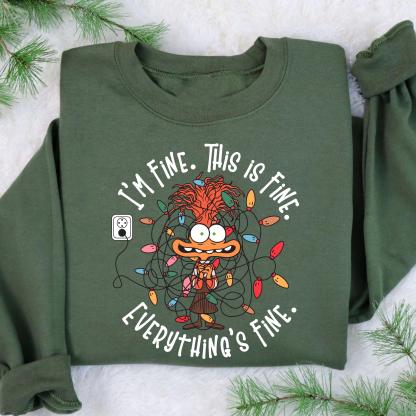 It's Fine This Is Fine Everything Is Fine Christmas Light Sweatshirt
