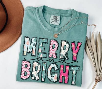 Comfort Colors Merry and Bright Christmas Shirt