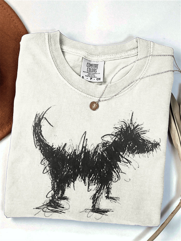 Funny Fuzzy Dog Art Comfy T-Shirt-carlalin