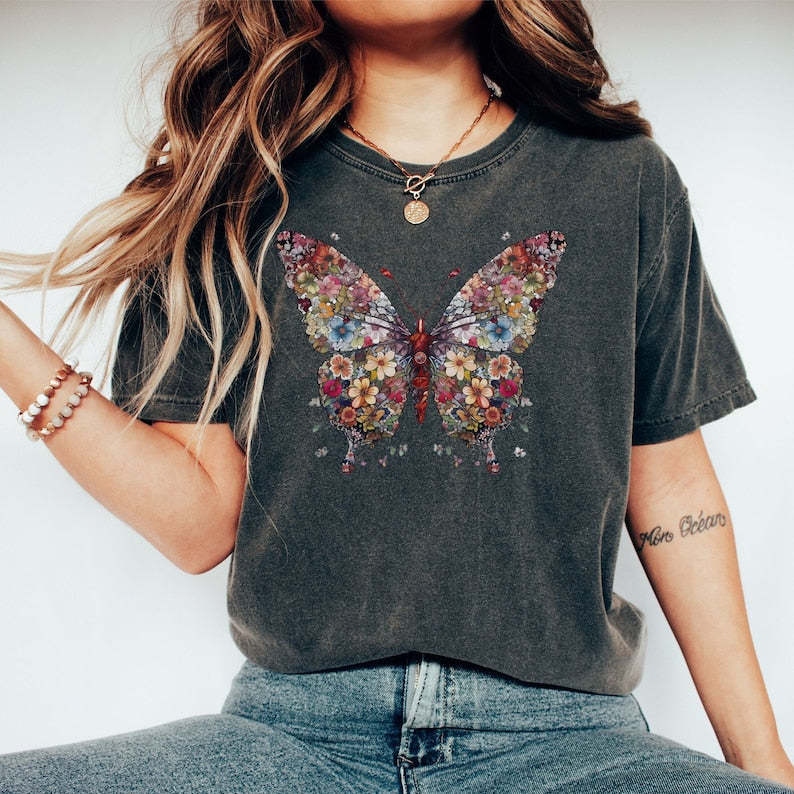 Butterfly Floral Shirt | Butterfly T-Shirt-carlalin