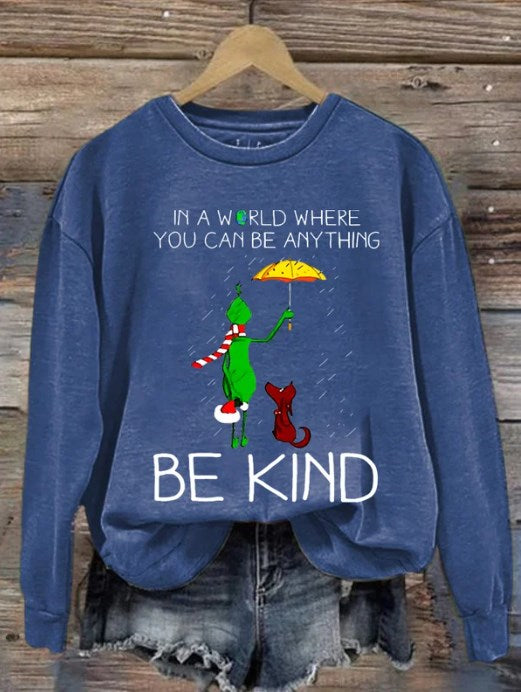 Be Kind Print Casual Sweatshirt-carlalin