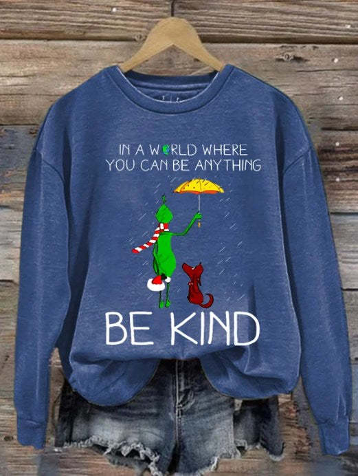Be Kind Print Casual Sweatshirt-carlalin