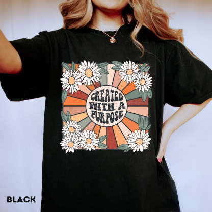 Here Comes the Sun Boho Flower T-Shirt-carlalin