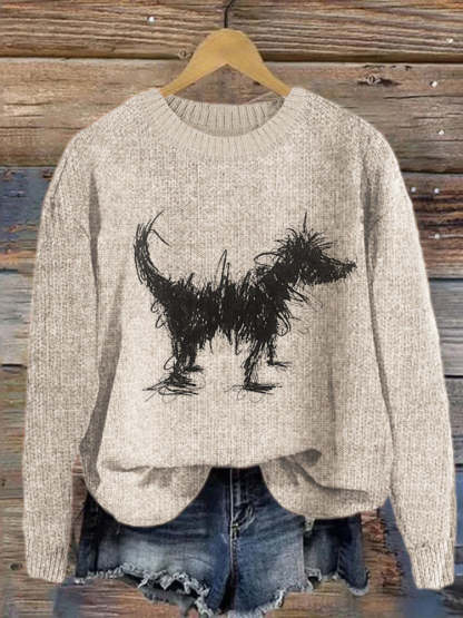 Funny Fuzzy Dog Art Cozy Sweater-carlalin