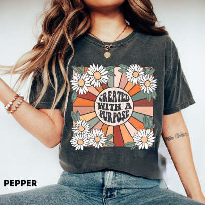 Here Comes the Sun Boho Flower T-Shirt-carlalin