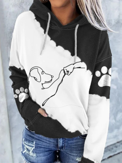 Dog High Five Print Hoodie-carlalin