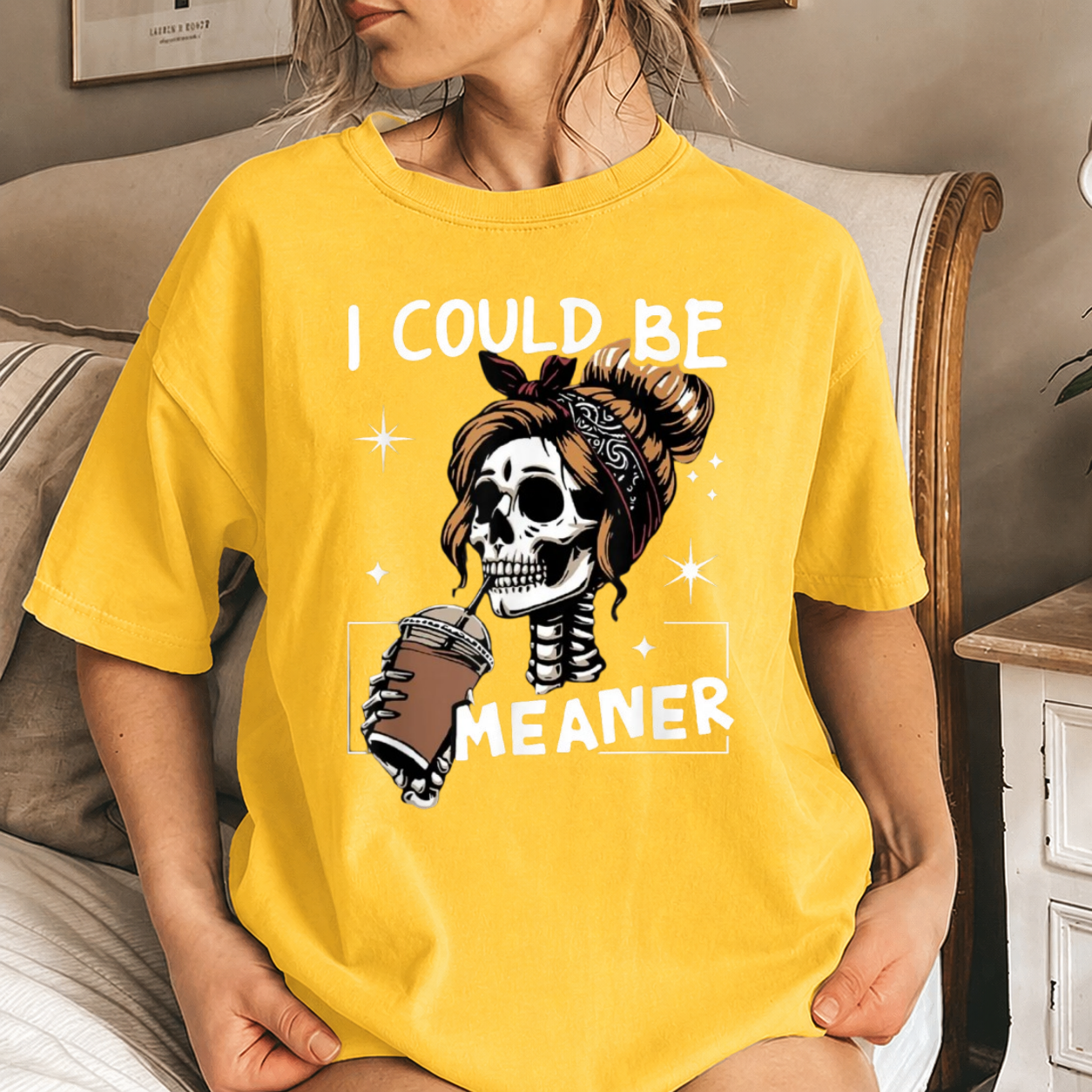 Funny Skull Coffee Lover Graphic Shirt
