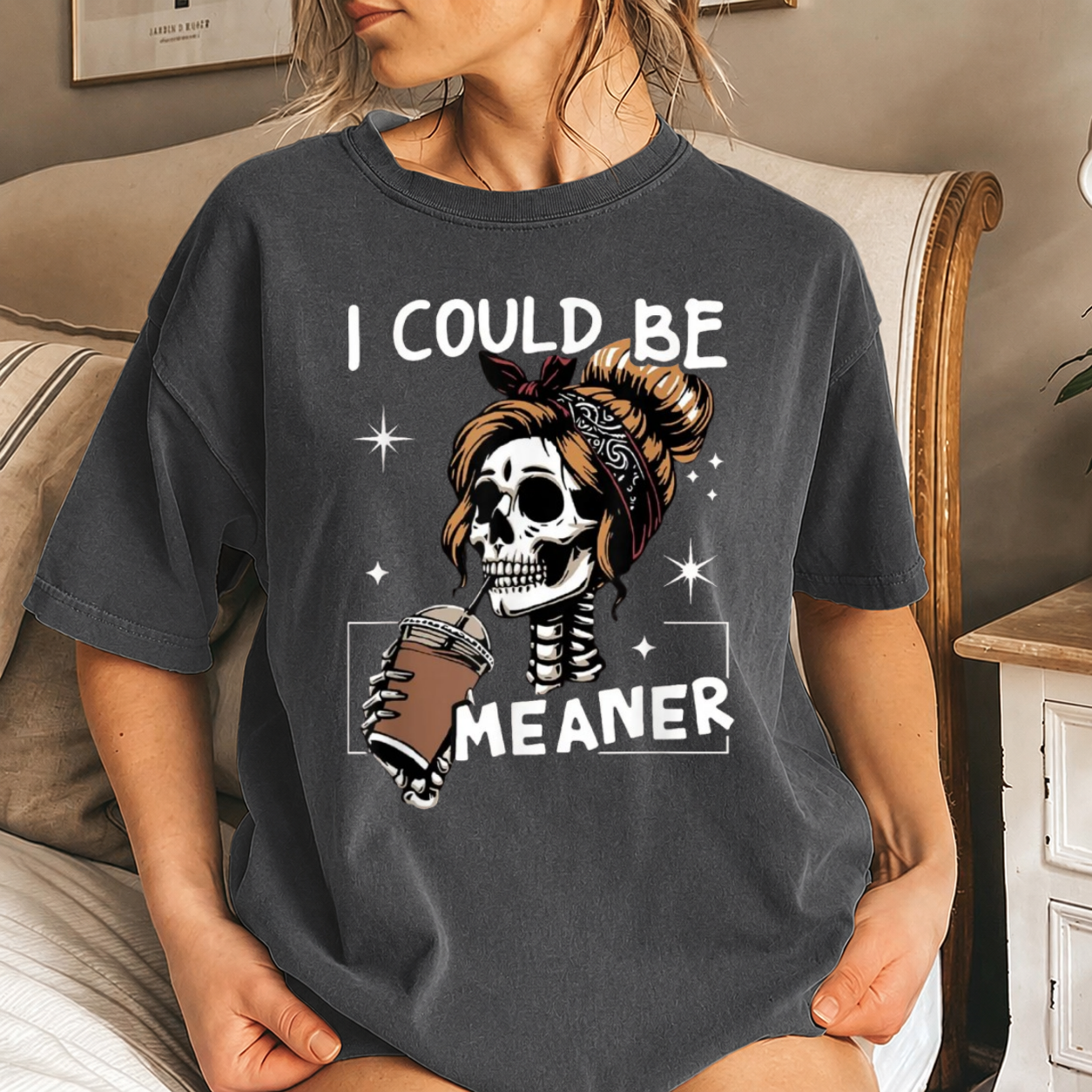 Funny Skull Coffee Lover Graphic Shirt
