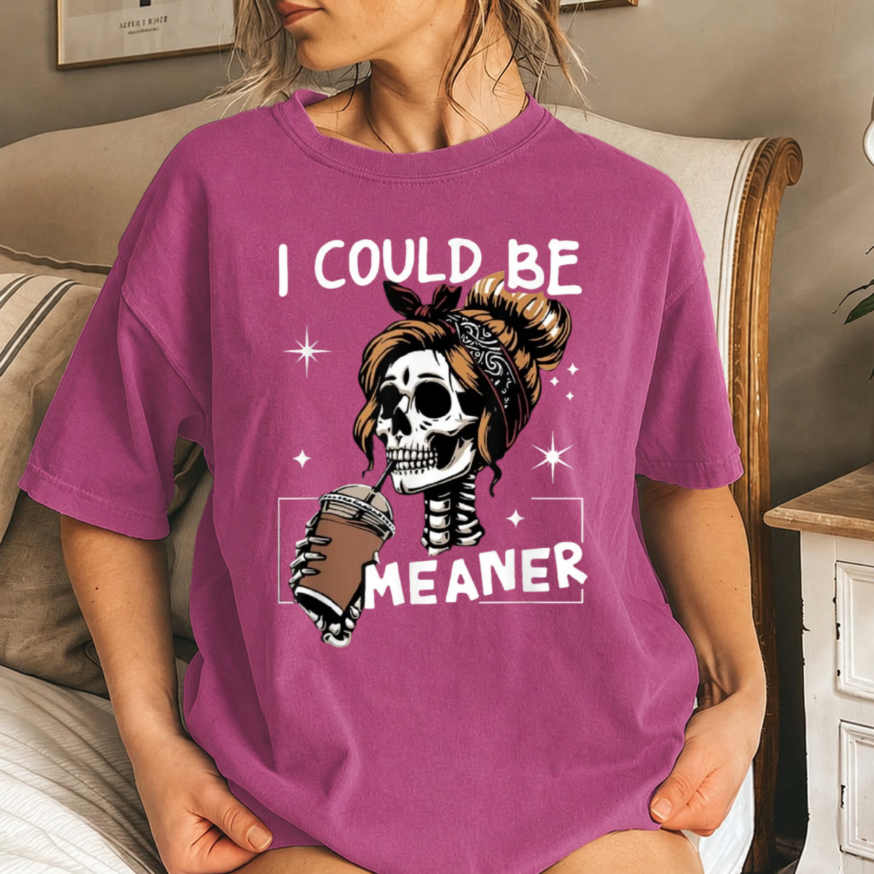 Funny Skull Coffee Lover Graphic Shirt