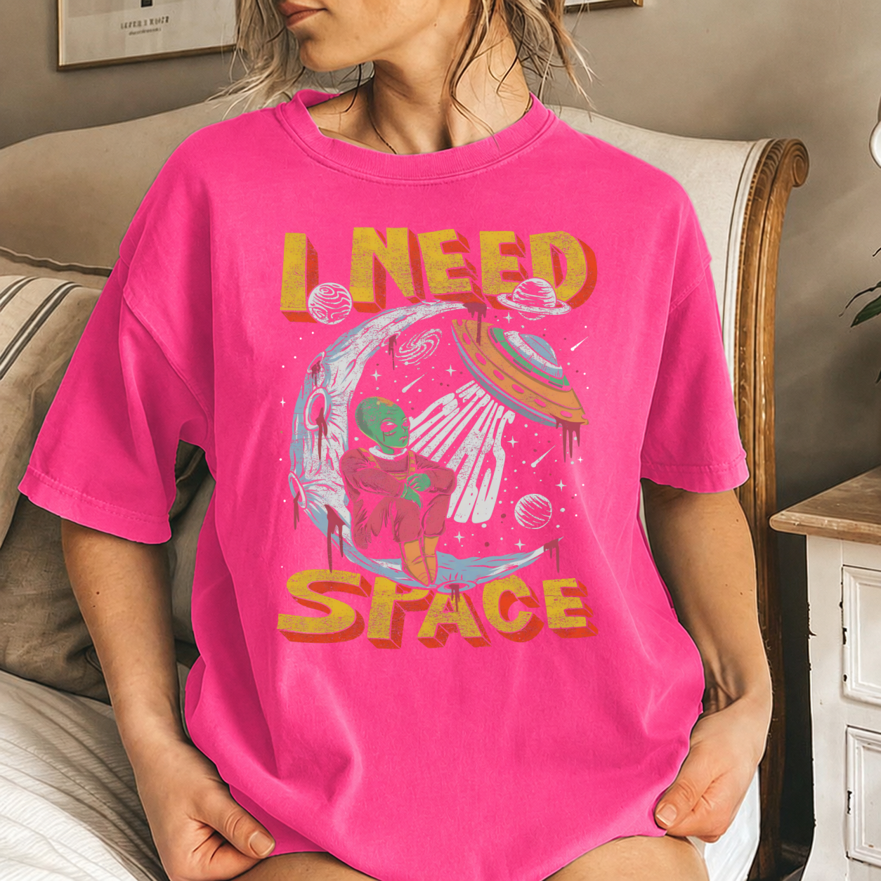 I Need Space Alien UFO Graphic Tee