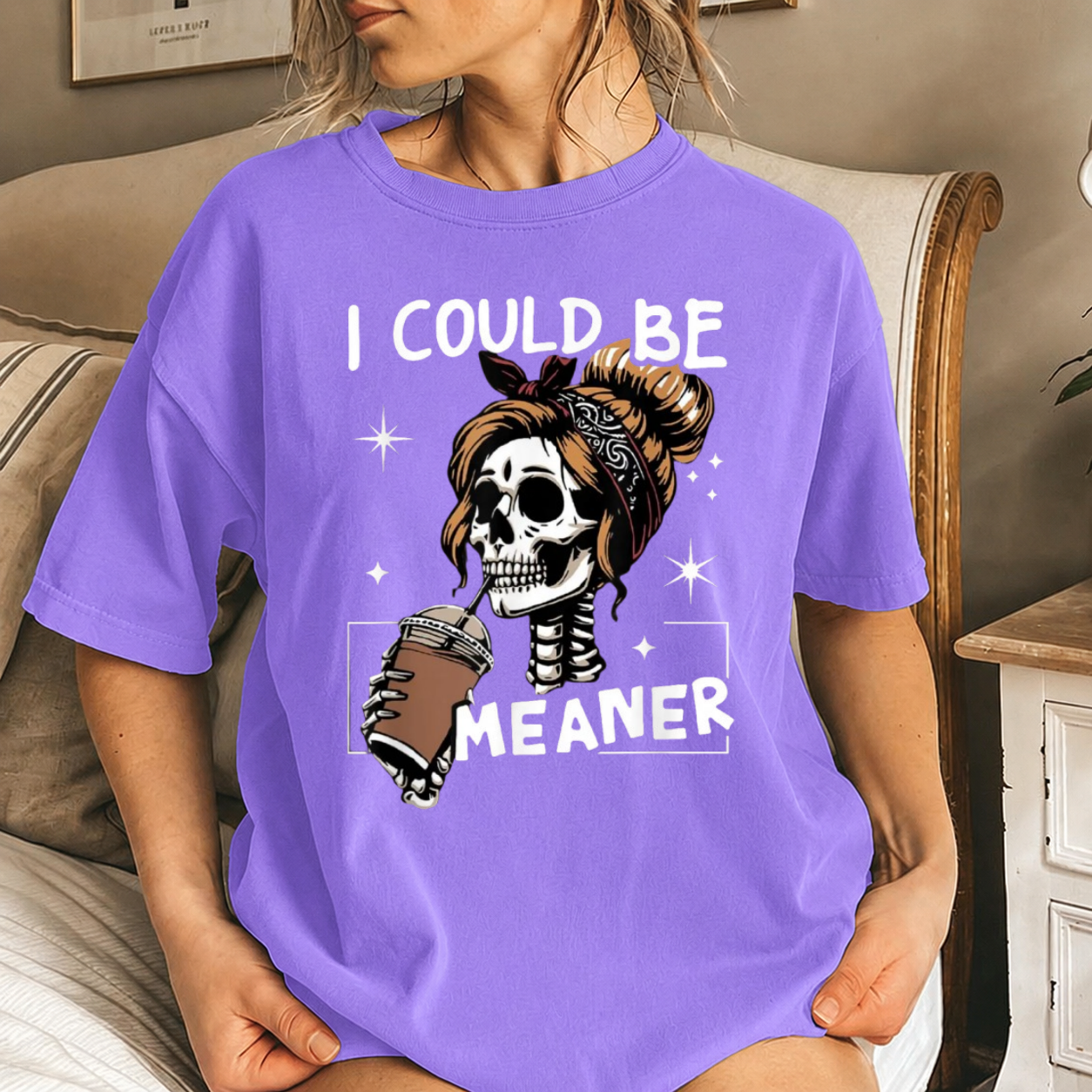 Funny Skull Coffee Lover Graphic Shirt