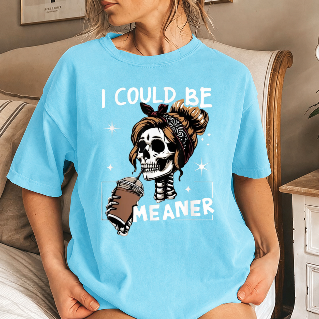 Funny Skull Coffee Lover Graphic Shirt