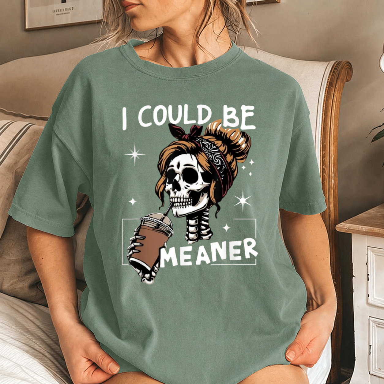 Funny Skull Coffee Lover Graphic Shirt