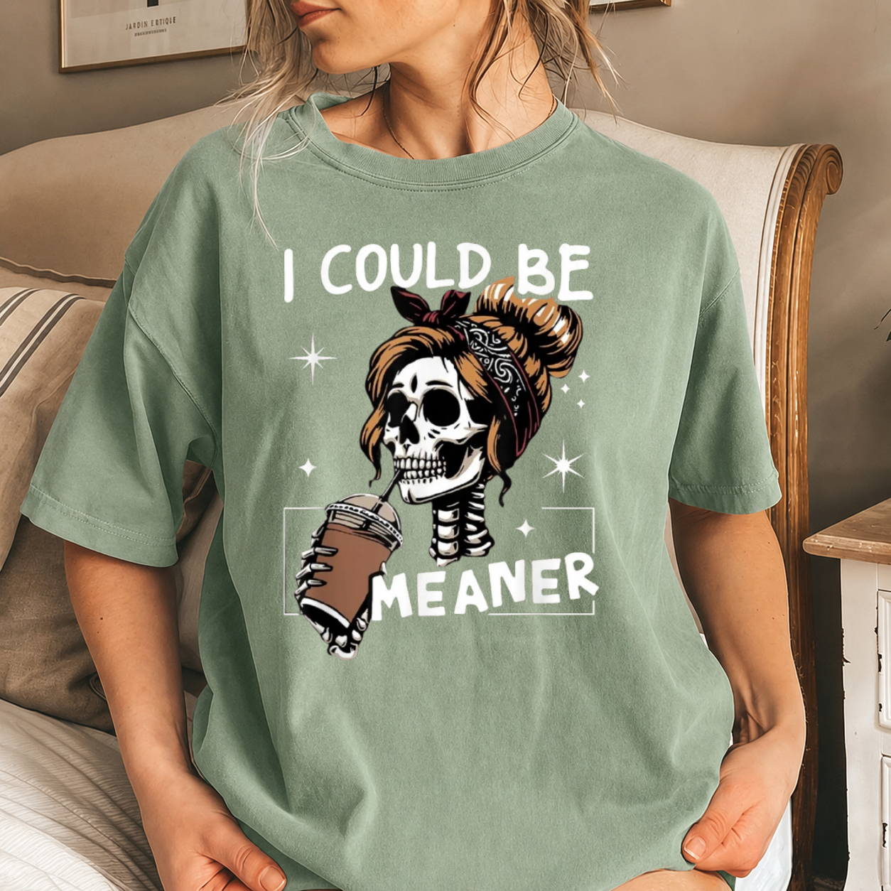 Funny Skull Coffee Lover Graphic Shirt