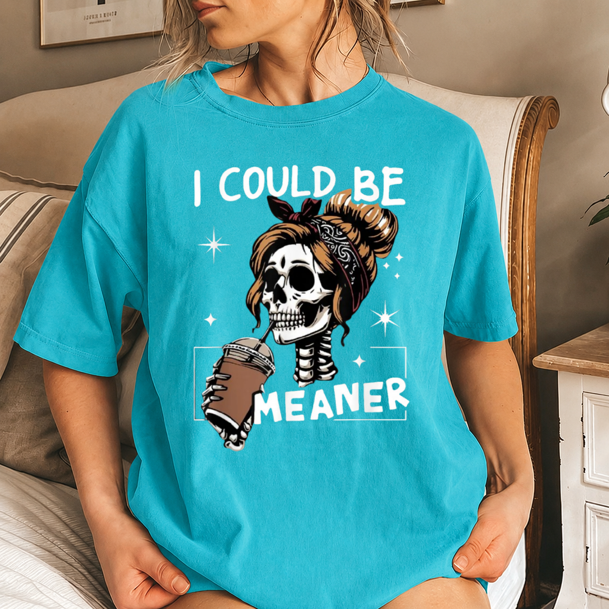 Funny Skull Coffee Lover Graphic Shirt