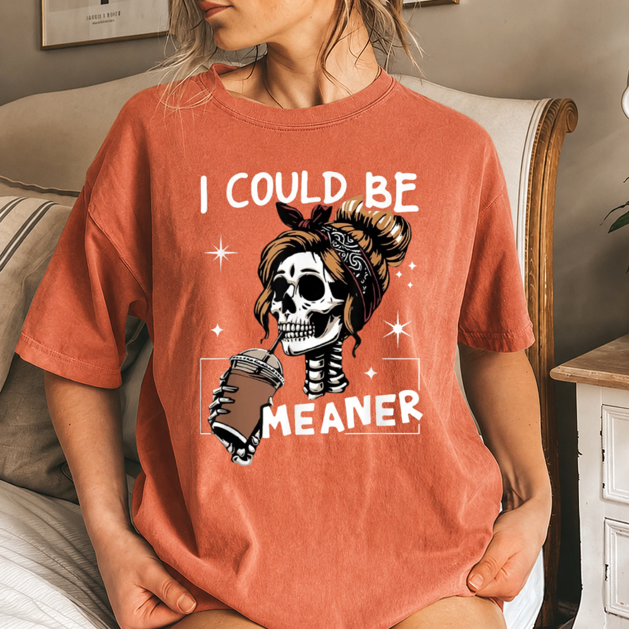 Funny Skull Coffee Lover Graphic Shirt