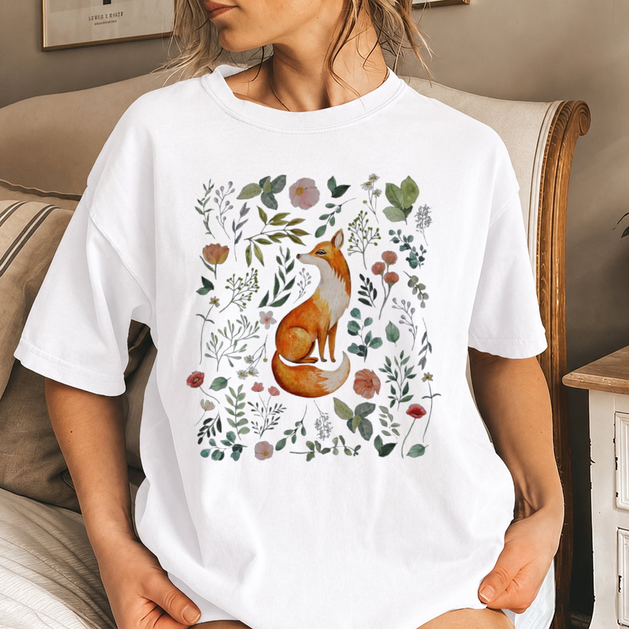 Fox Cottagecore Shirt Granola Girl Cute Fairycore Forestcore Tshirt Naturecore Green Witch Tee Wildlife Woodland Folk Art Gift for Her