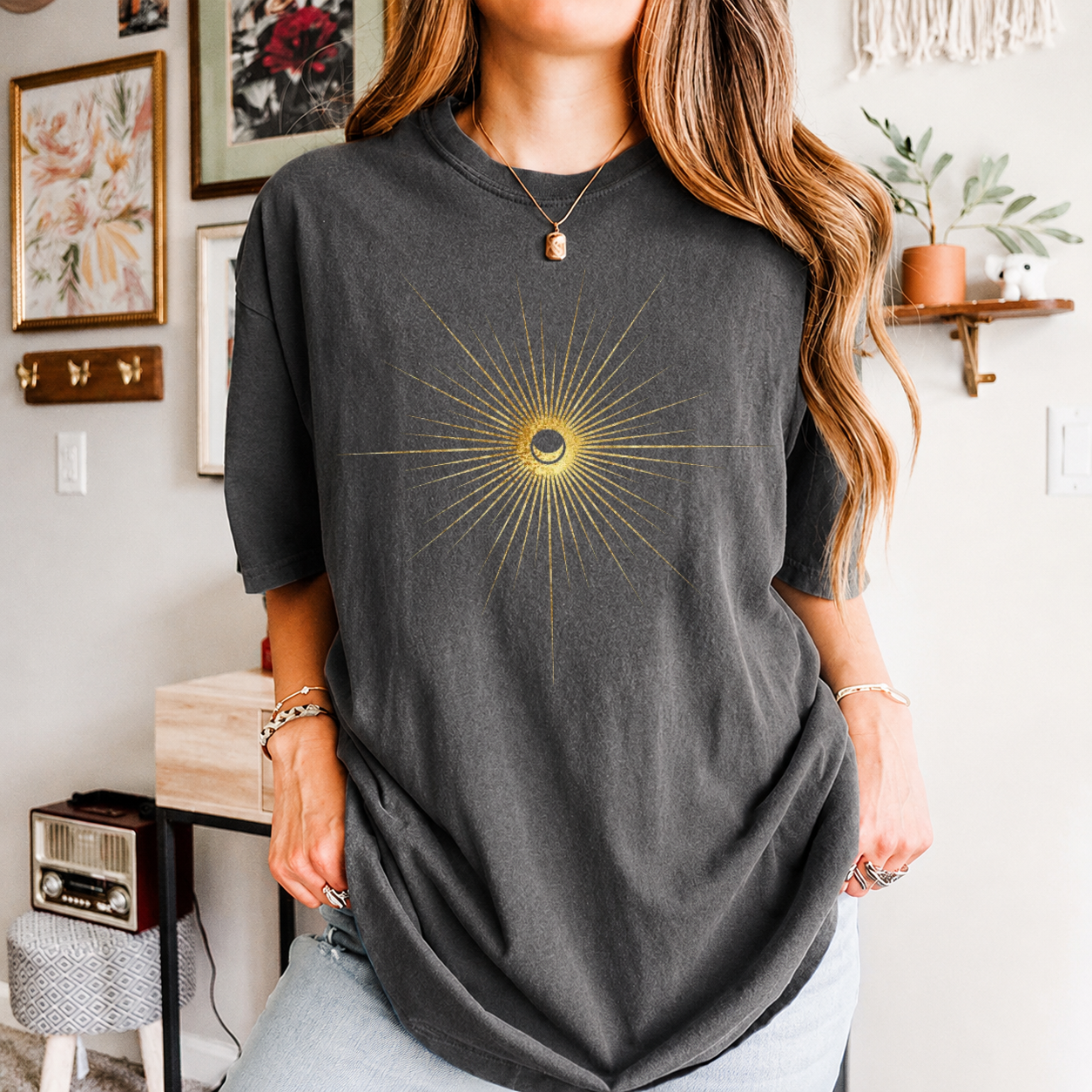 Spiritual Sun And Moon Shirt, Mystic Sun Moon T-Shirt, Witchy Tarot Shirt, Golden Sun And Moon T-Shirt, Celestial Moon Tee, Boho Sun Shirts