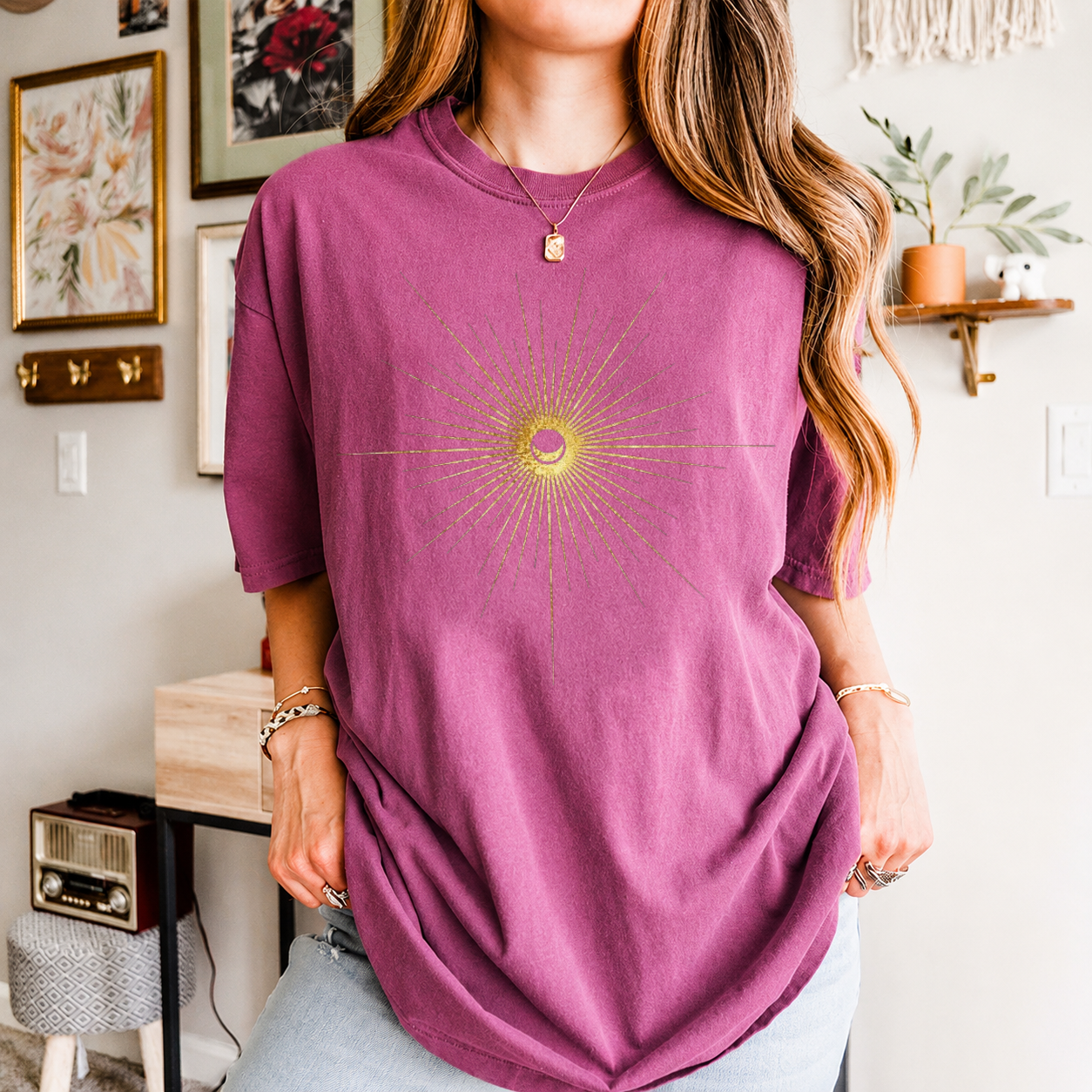Spiritual Sun And Moon Shirt, Mystic Sun Moon T-Shirt, Witchy Tarot Shirt, Golden Sun And Moon T-Shirt, Celestial Moon Tee, Boho Sun Shirts