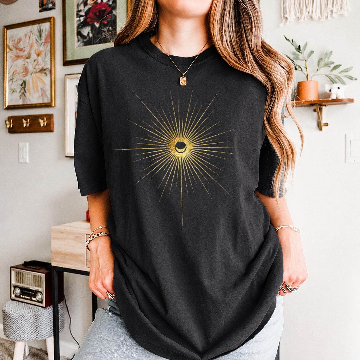 Spiritual Sun And Moon Shirt, Mystic Sun Moon T-Shirt, Witchy Tarot Shirt, Golden Sun And Moon T-Shirt, Celestial Moon Tee, Boho Sun Shirts